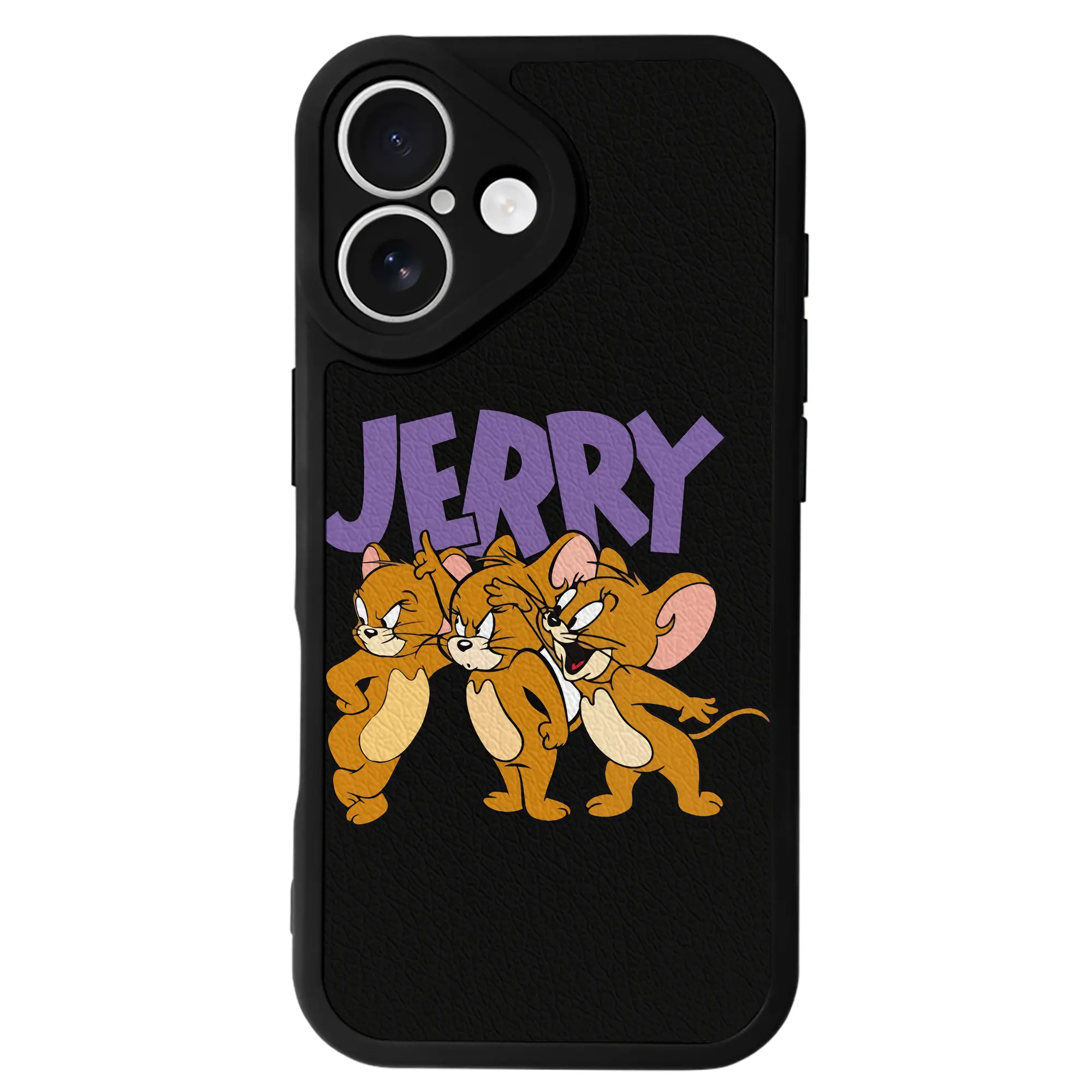 トムとジェリー グッズ ジェリー - IPhone 16シリーズ対応 ・ シリコンスマホケース ・ レザー調 ・ 高精度フィット ・ 耐衝撃 ・ ワイヤレス充電対応 ・ 精密カット